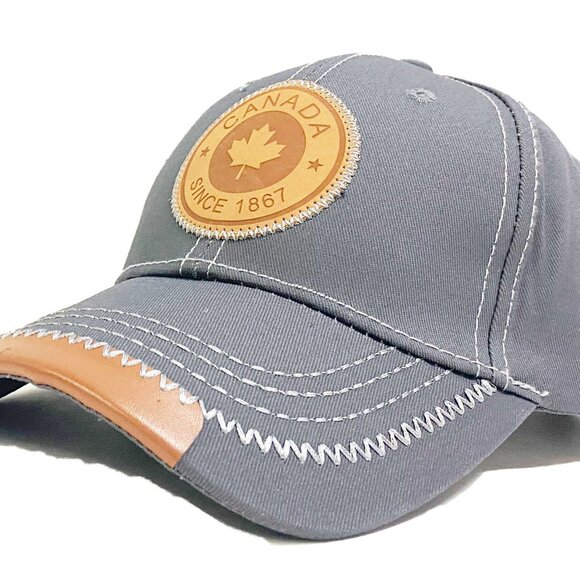 Variety To Go Canadian Baseball Hat, 100% Cotton Maple Leaf Hat (2061 Gray) - Picture 7 of 7